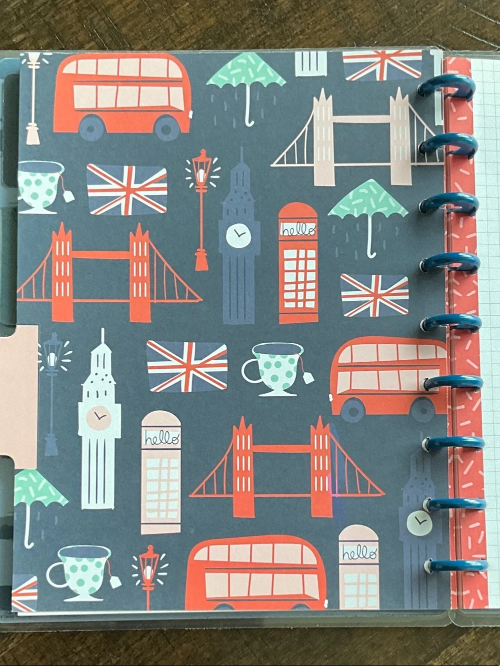 The Happy Planner Black Floral Notebook with Blue Discs, Travel Notebook.